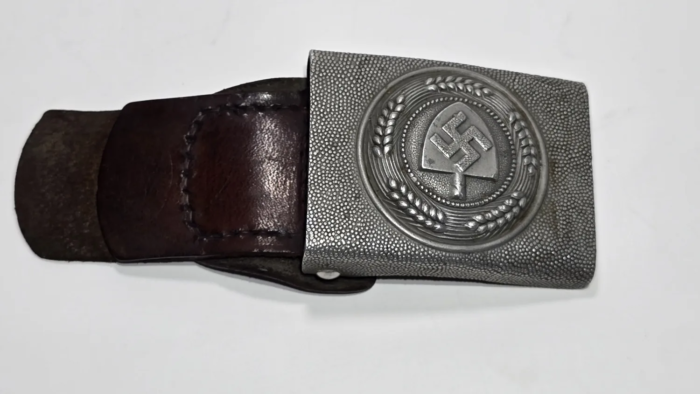 WW2 German RAD Belt Buckle + Leather Tab - Image 2