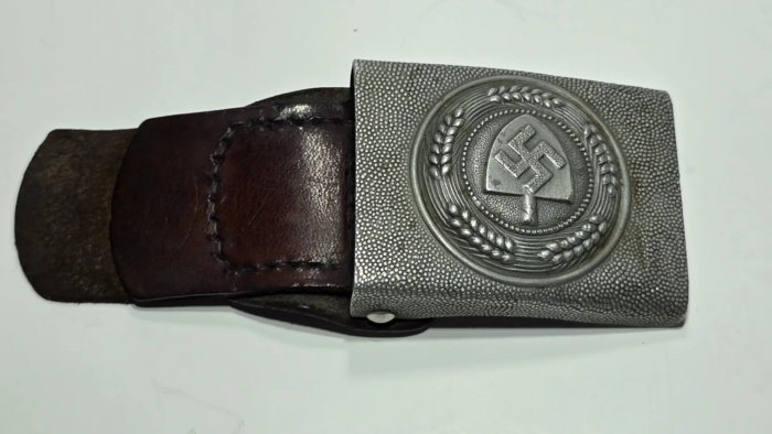 WW2 German RAD Belt Buckle + Leather Tab