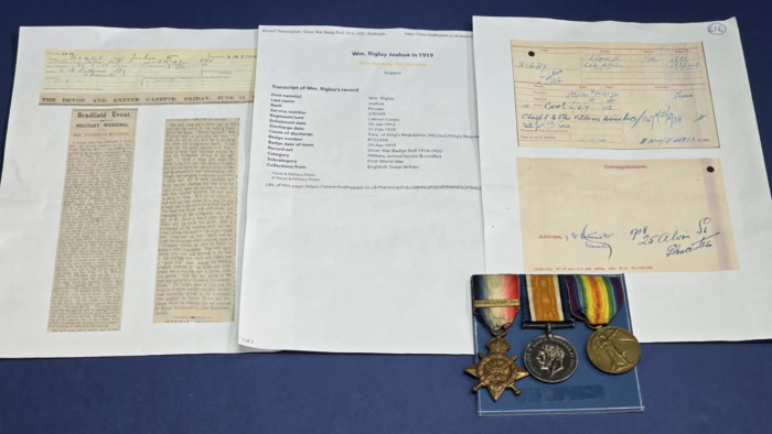 WW1 British Medal Trio   (1st Bn Gloucestershire Regiment) - Image 3