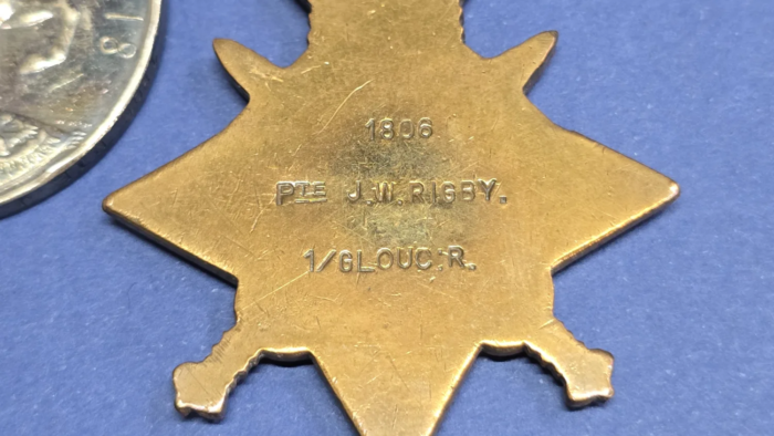WW1 British Medal Trio   (1st Bn Gloucestershire Regiment) - Image 7