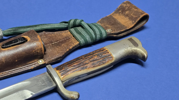 WW2 German Stag Horn Grip Dress Bayonet With Frog & Knot - Image 11