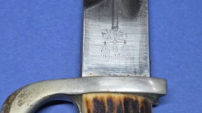 WW2 German Stag Horn Grip Dress Bayonet With Frog & Knot - Image 12