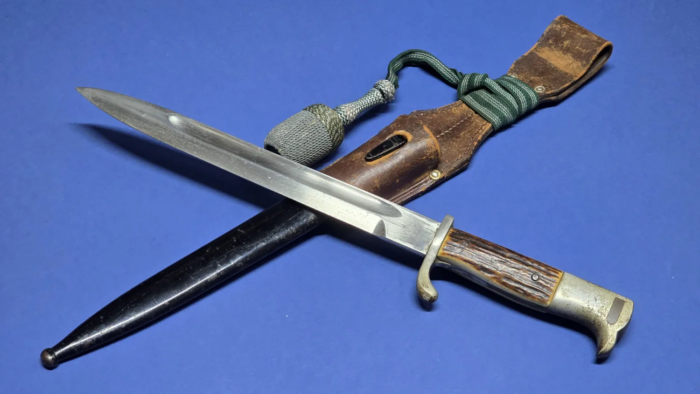 WW2 German Stag Horn Grip Dress Bayonet With Frog & Knot - Image 13