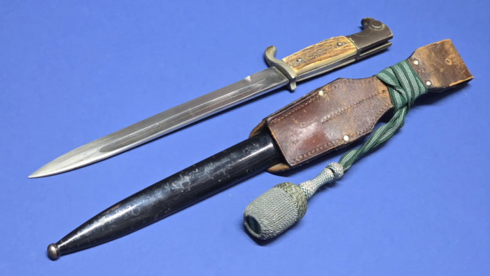 WW2 German Stag Horn Grip Dress Bayonet With Frog & Knot - Image 15