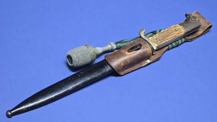 WW2 German Stag Horn Grip Dress Bayonet With Frog & Knot - Image 6