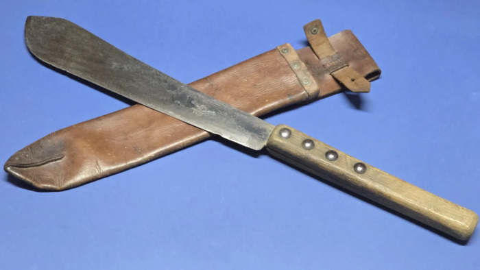 WW1 British Military Machete with unusual Wooden Handle.