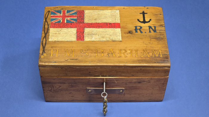 WW2 Royal Navy Sailor's Wooden Ditty Box - HMS Barham