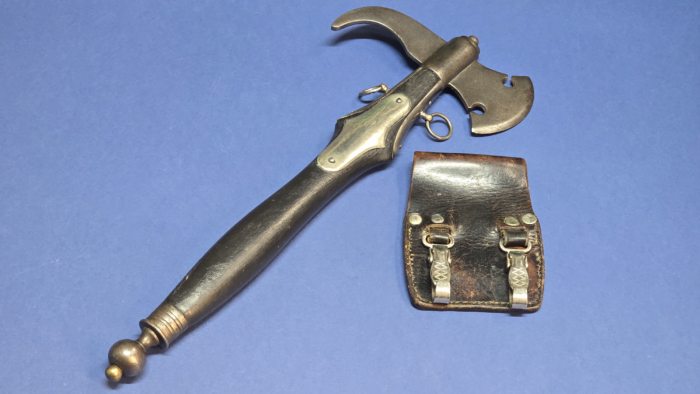 German Fireman's Parade Axe with Original Frog & Clips - c. 1930s-1940s