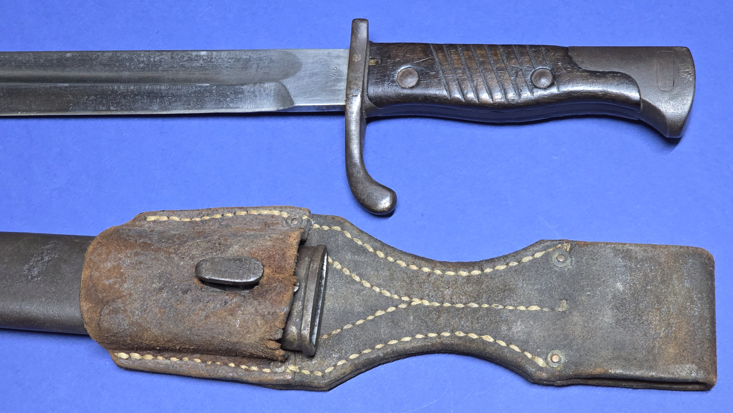 WW1 German 98/05 Bayonet - Early High Ears, Unusual Unmarked Example - Image 4