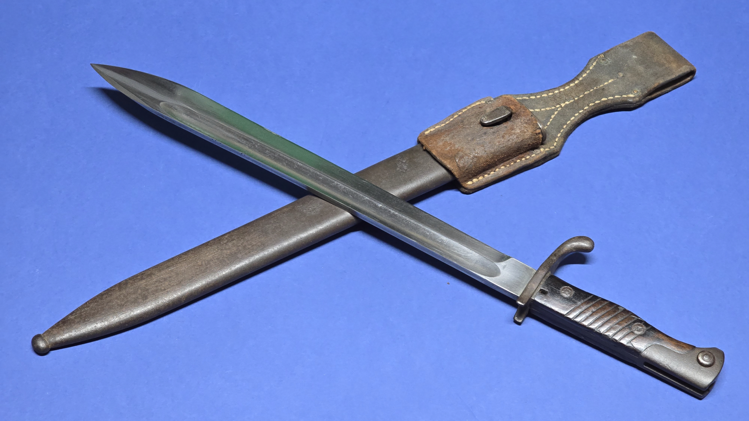 WW1 German 98/05 Bayonet - Early High Ears, Unusual Unmarked Example - Image 9