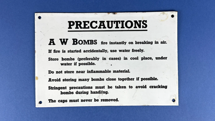 WW2 ARP A W (incendiary) Bomb Precaution Sign - Image 3