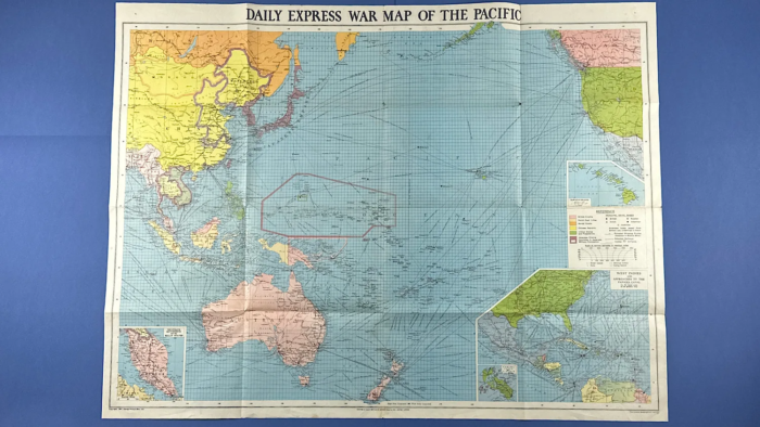 WW2 Daily Express War Map of The Pacific