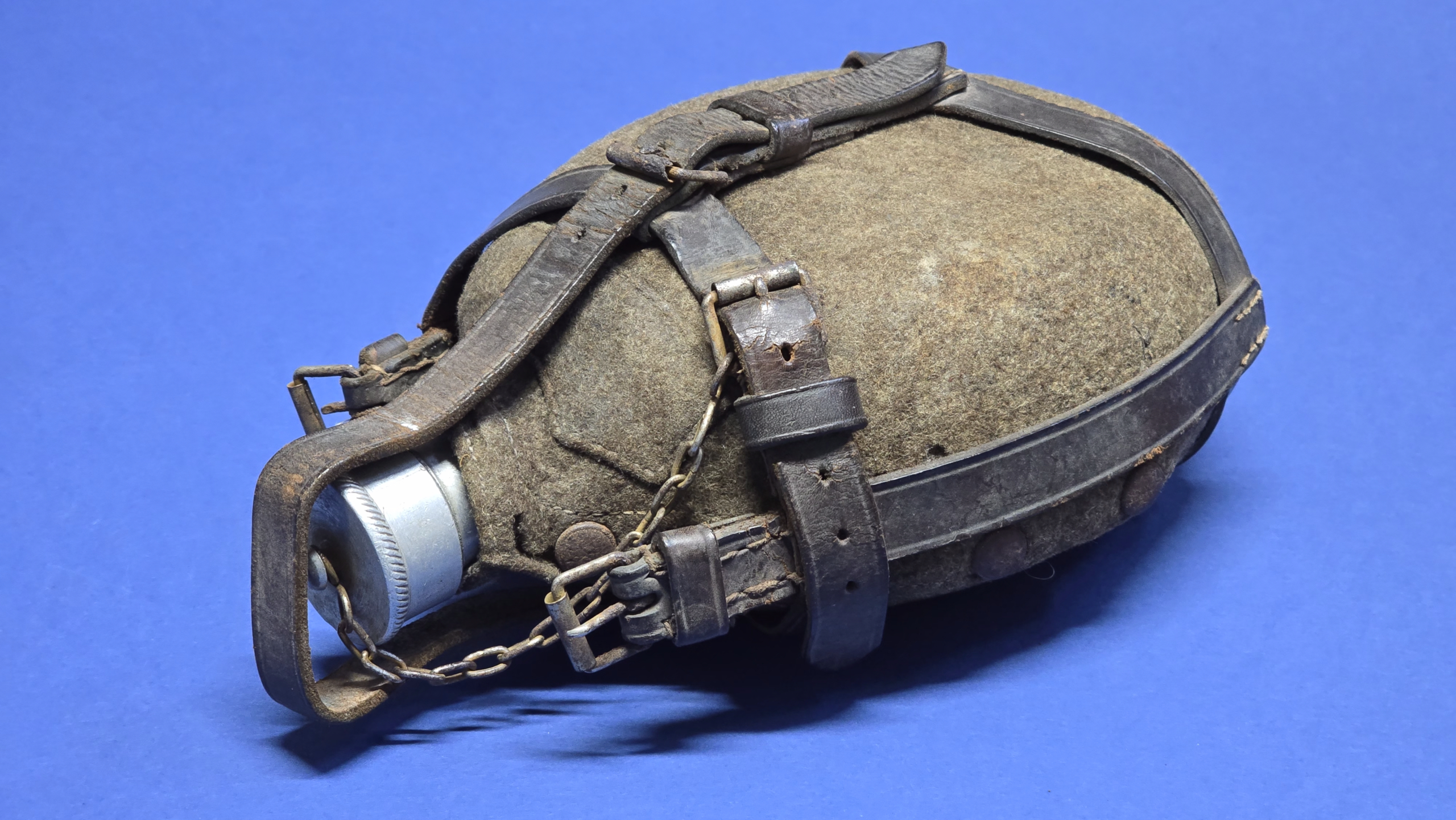WW2 German Wehrmacht Feldflasche with Wool Cover and Leather Straps - Image 10