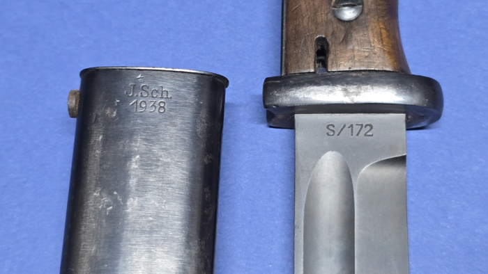 WW2 German K98 Bayonet - S/172 (Carl Eickhorn) - 1936 - Near Mint Blade - Image 3