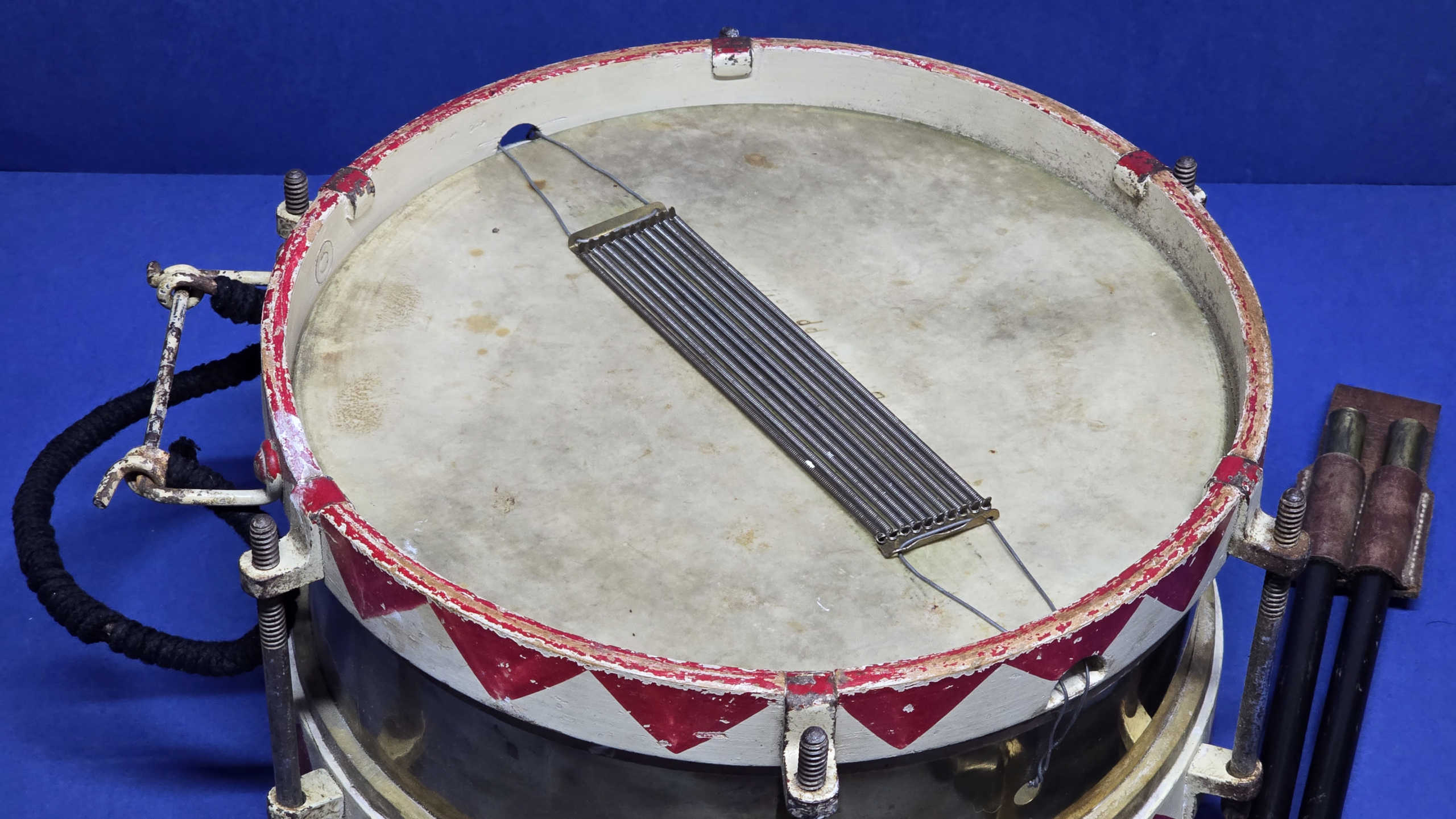 Hitler Youth Drum Set (Complete With Original Drumsticks, Leather Frog & Eagle Hanger) - Image 7