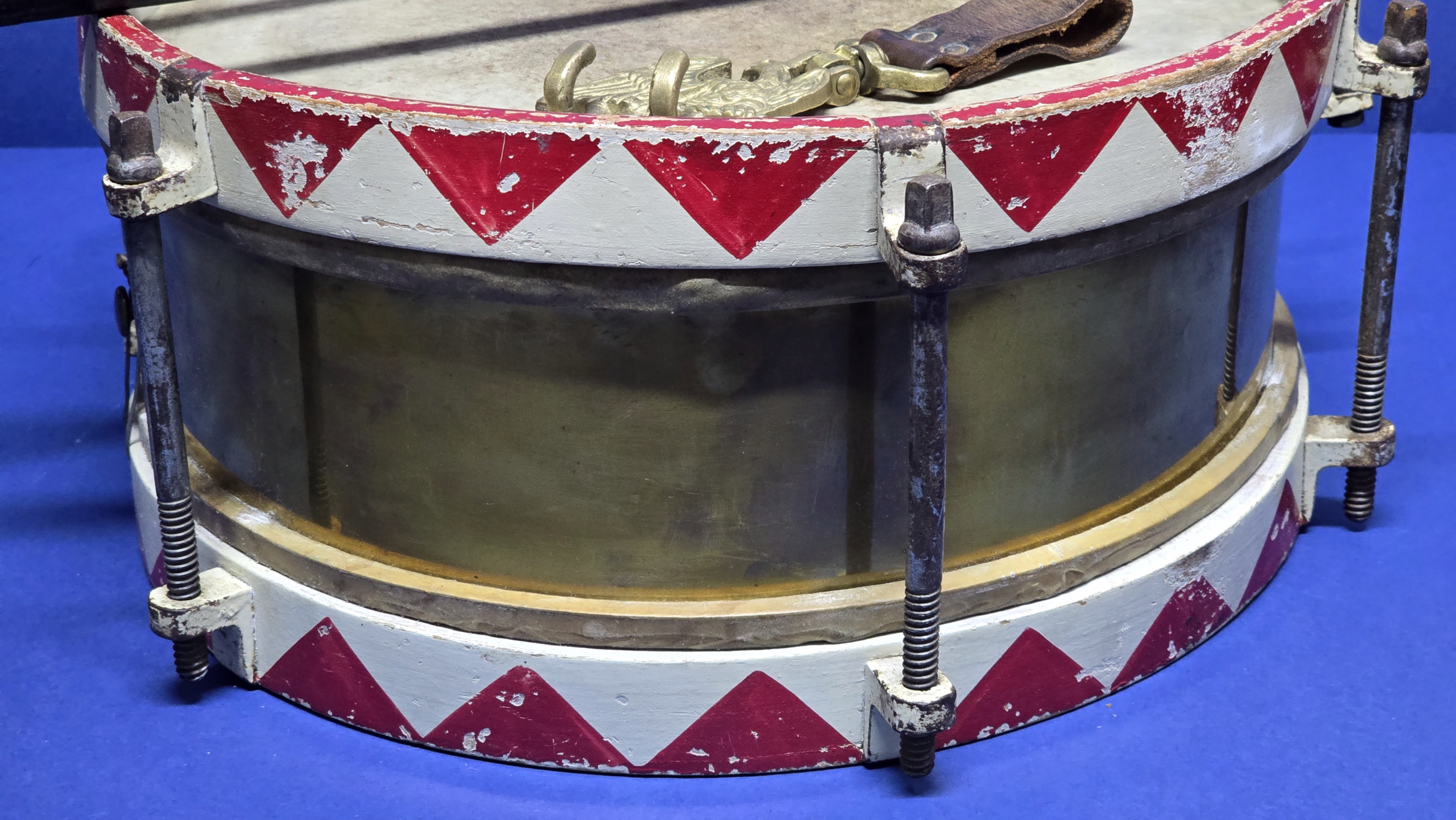 Hitler Youth Drum Set (Complete With Original Drumsticks, Leather Frog & Eagle Hanger) - Image 13