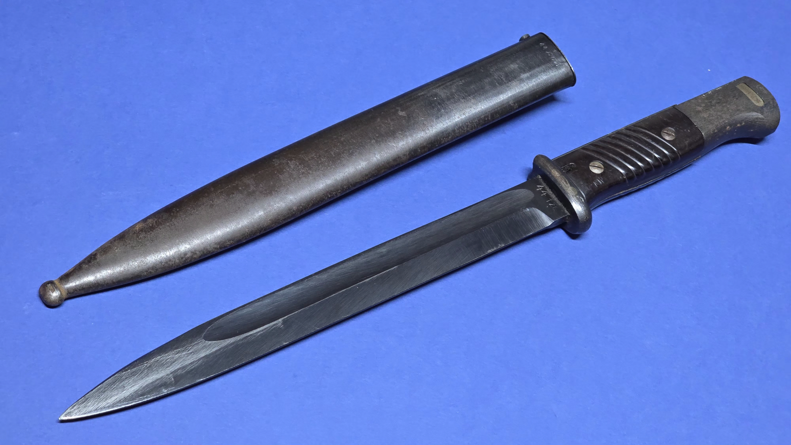 WW2 German K98 Bayonet - FZE (F.W. Holler) - 1944 - Near Mint Blade - Non-Matching - Image 8