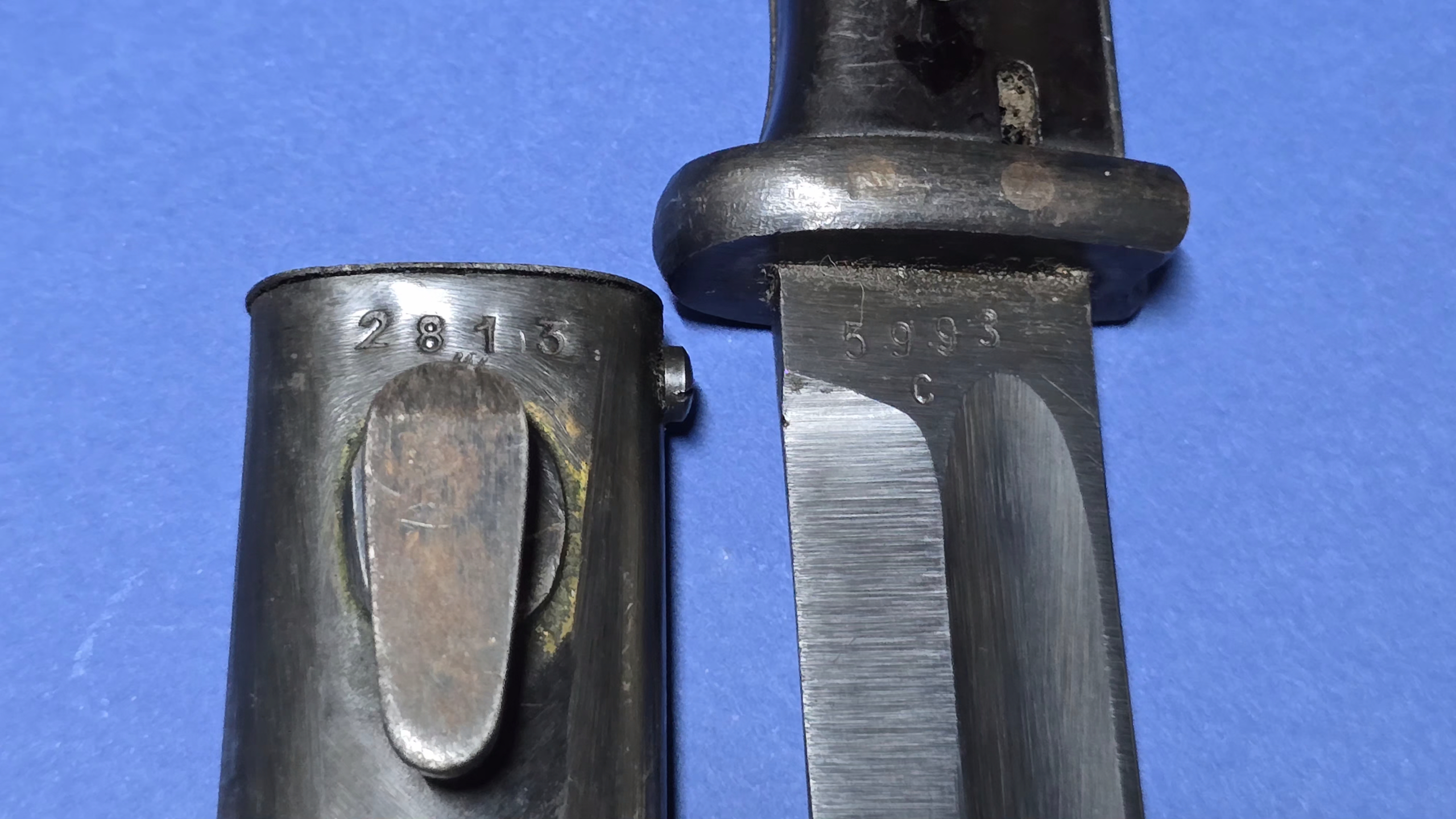 WW2 German K98 Bayonet - FZE - 1944 - close up serial number