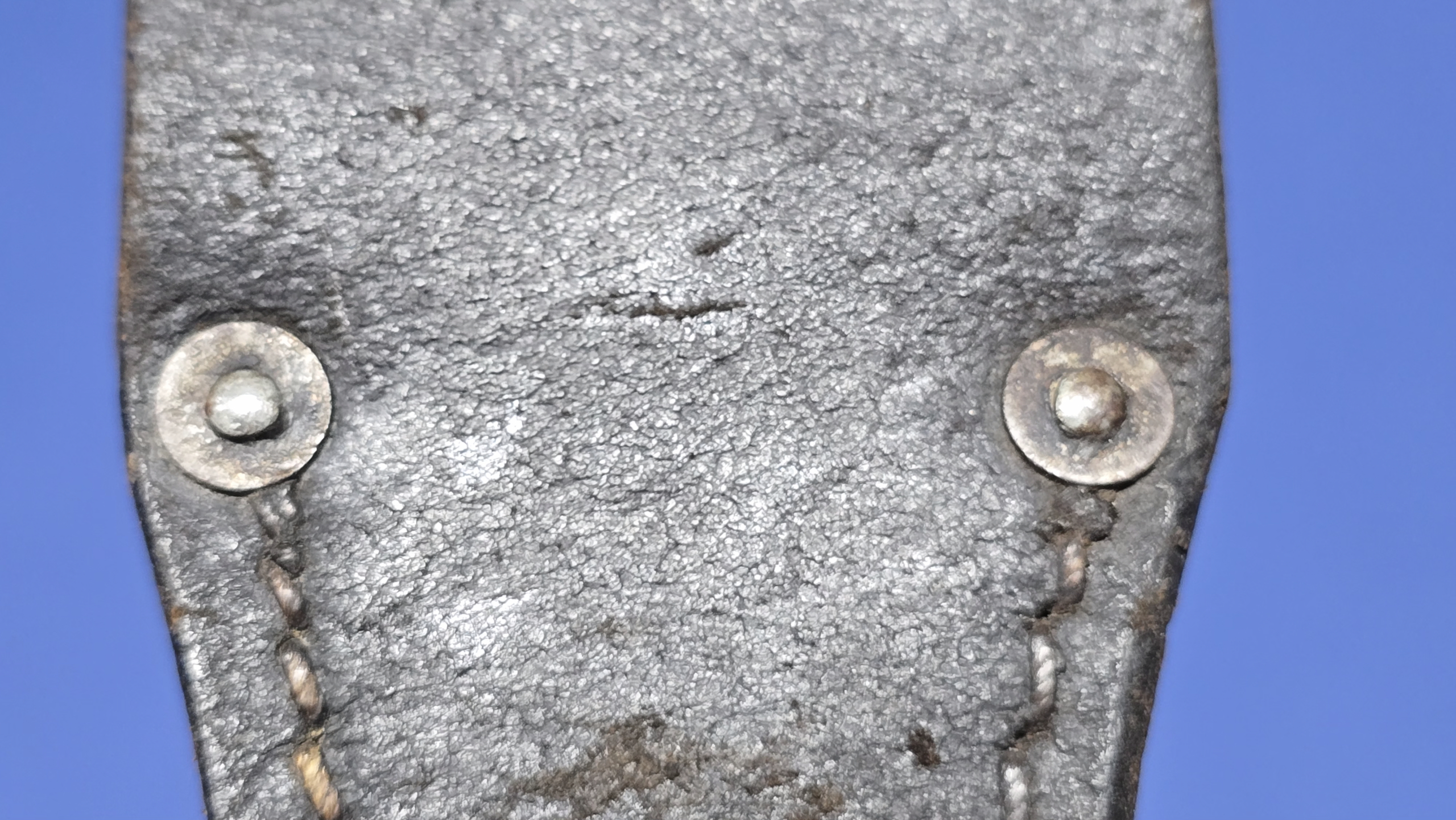 WW2 K98 Bayonet Frog - 1942 - Gersdoff - rivets close up