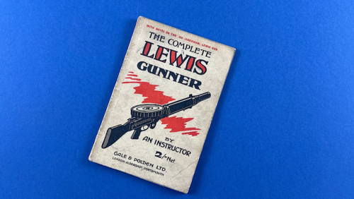 Cover of The Complete Lewis Gunner booklet showing illustrated Lewis Gun and title