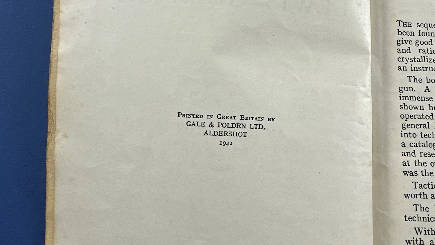 Printed in Great Britain by Gale and Polden Ltd Aldershot page dated 1941