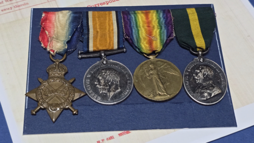 WW1 Royal Artillery Medal Group & Paperwork - full shot