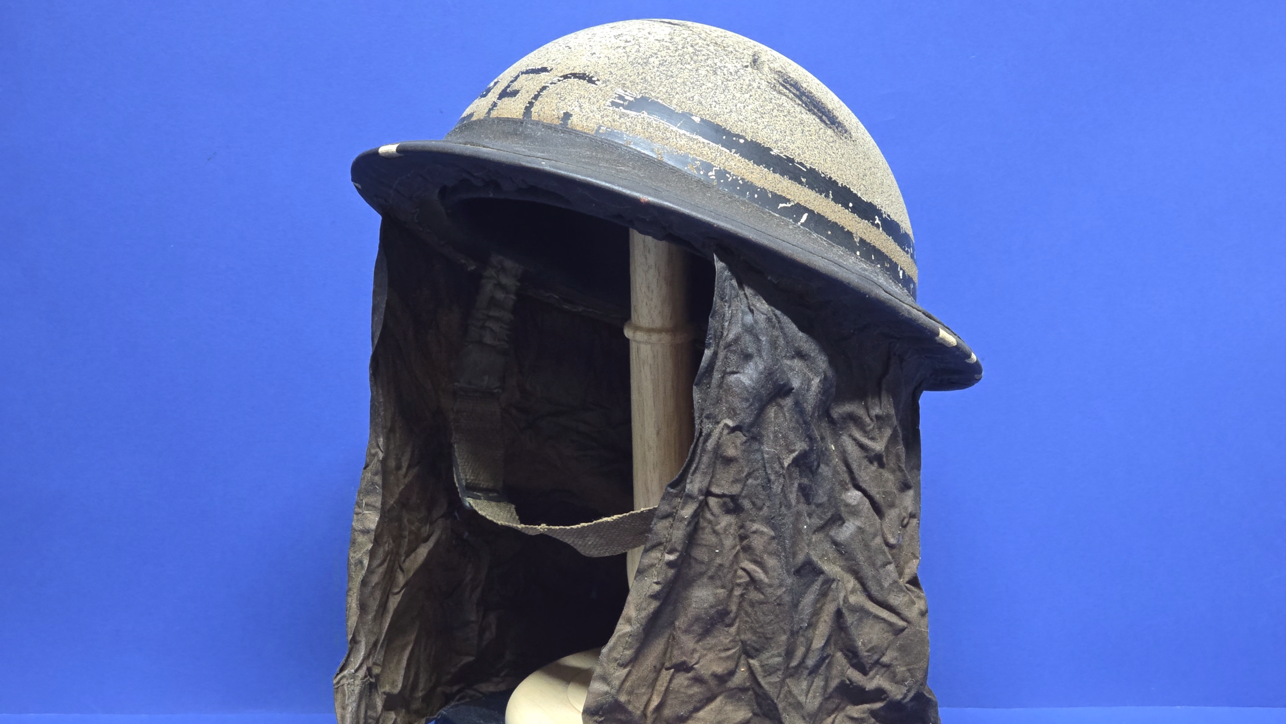 WW2 British Fire Guard MkII Helmet - 1939 - Gas Curtain - full shot