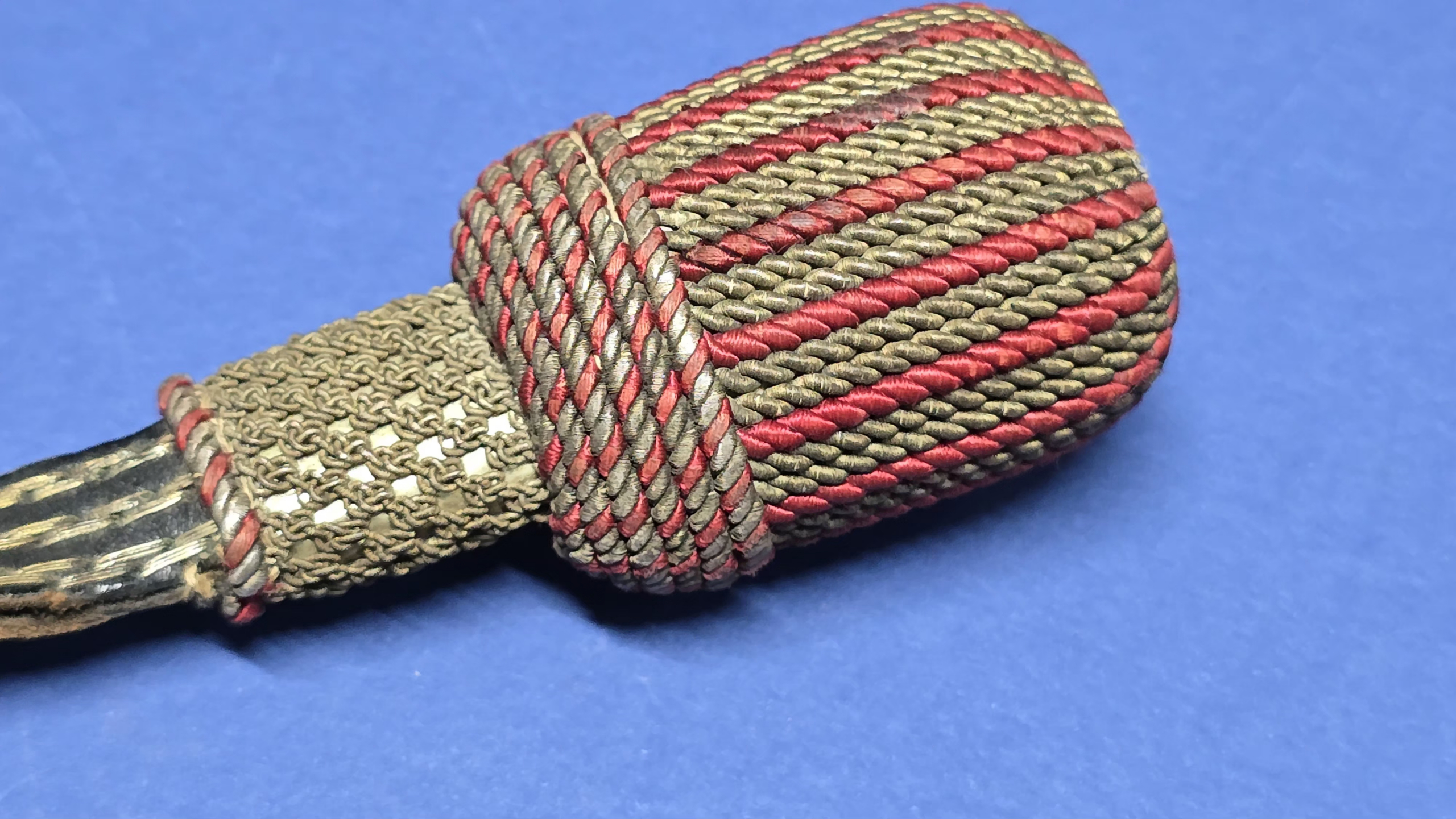 WW2 German Fireman Parade Bayonet - Frog - Knot - close up