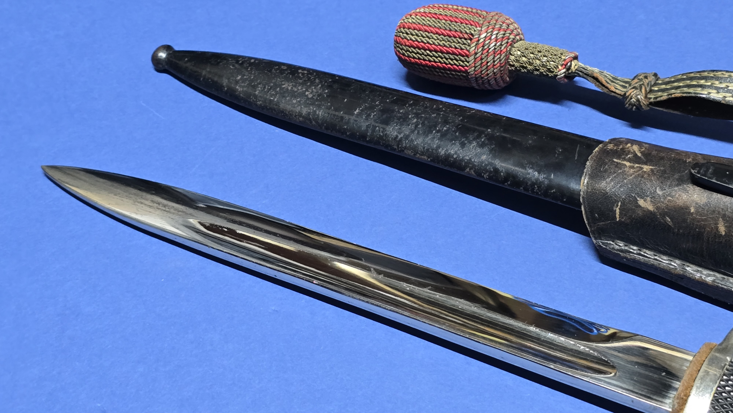 WW2 German Fireman Parade Bayonet - Frog - Knot - blade