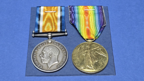 WWI Named British War & Victory Medal Pair – Gnr Leonard Cook – Royal Garrison Artillery – Named