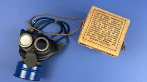 WW2 British Home Front Pluto Small Child Civilian Respirator With Original Government Box Dated 11/42