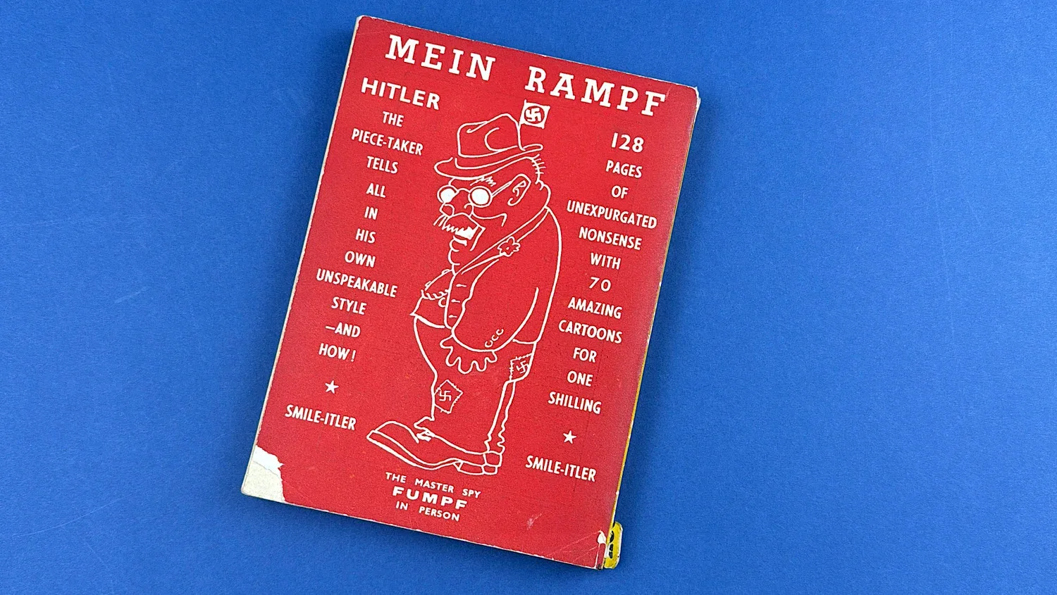 WW2 British Mein Rampf satirical booklet rear cover Smile Itler cartoon design 128 pages one shilling Home Front propaganda