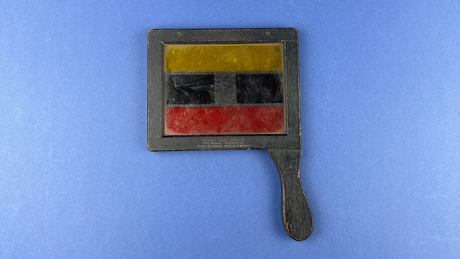 WW2 Kodak haze screen for aerial observation with multi colour filters and wooden handle