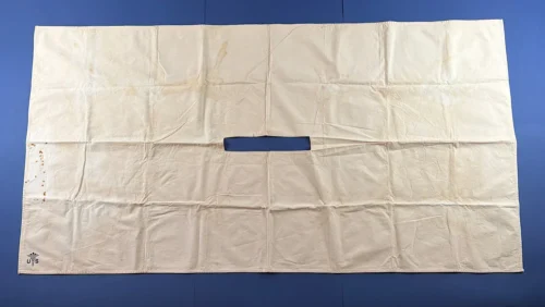 WW2 US Army medical surgical drape full view showing central operating aperture and overall condition