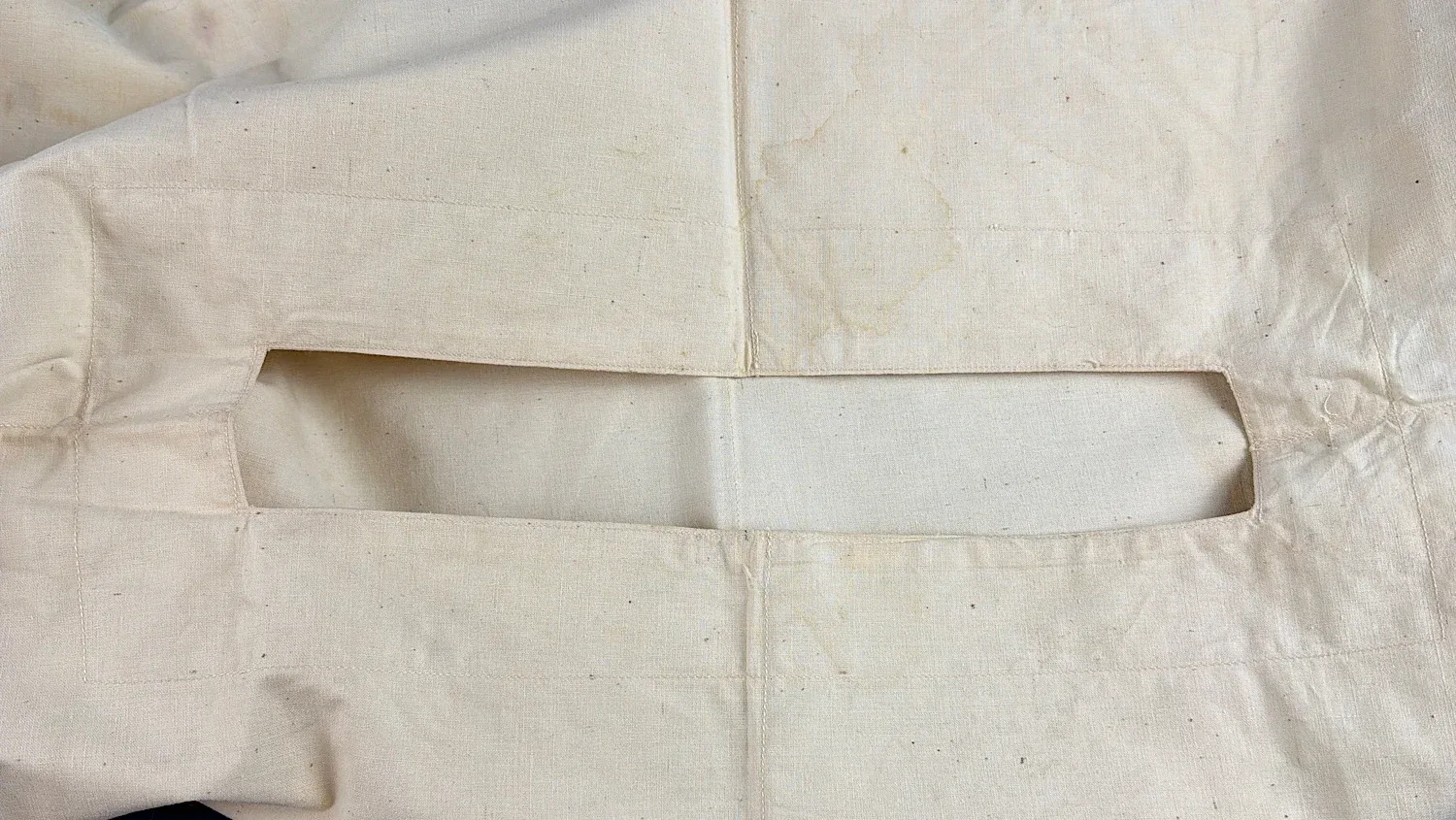 WW2 US Army surgical drape interior view showing construction and field use wear