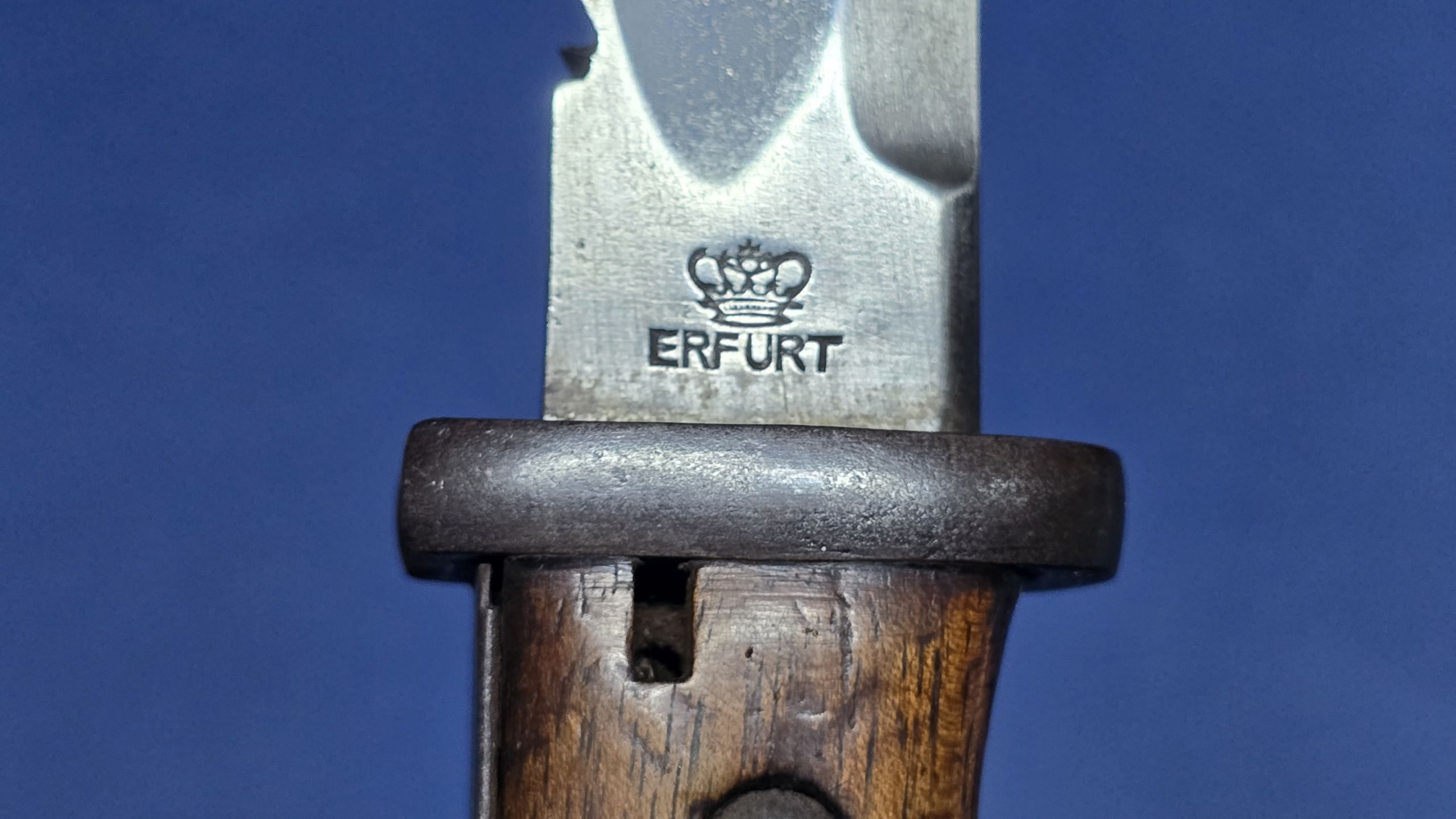 WWI German bayonet, S84/98 sawback bayonet, German sawback bayonet, Erfurt bayonet, Gebr Heller Marienthal, Imperial German bayonet, German trench bayonet, antique German bayonet