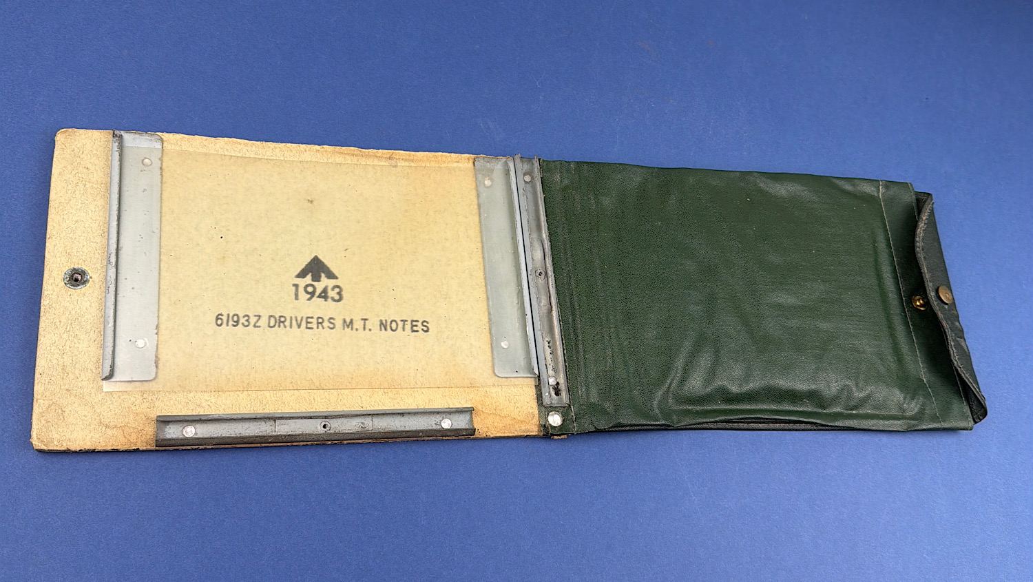 Original WW2 British Army Drivers M.T. Notes sleeve dated 1943 with broad arrow marking