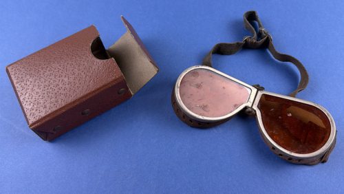 Original WW2 British military vehicle goggles with original storage case