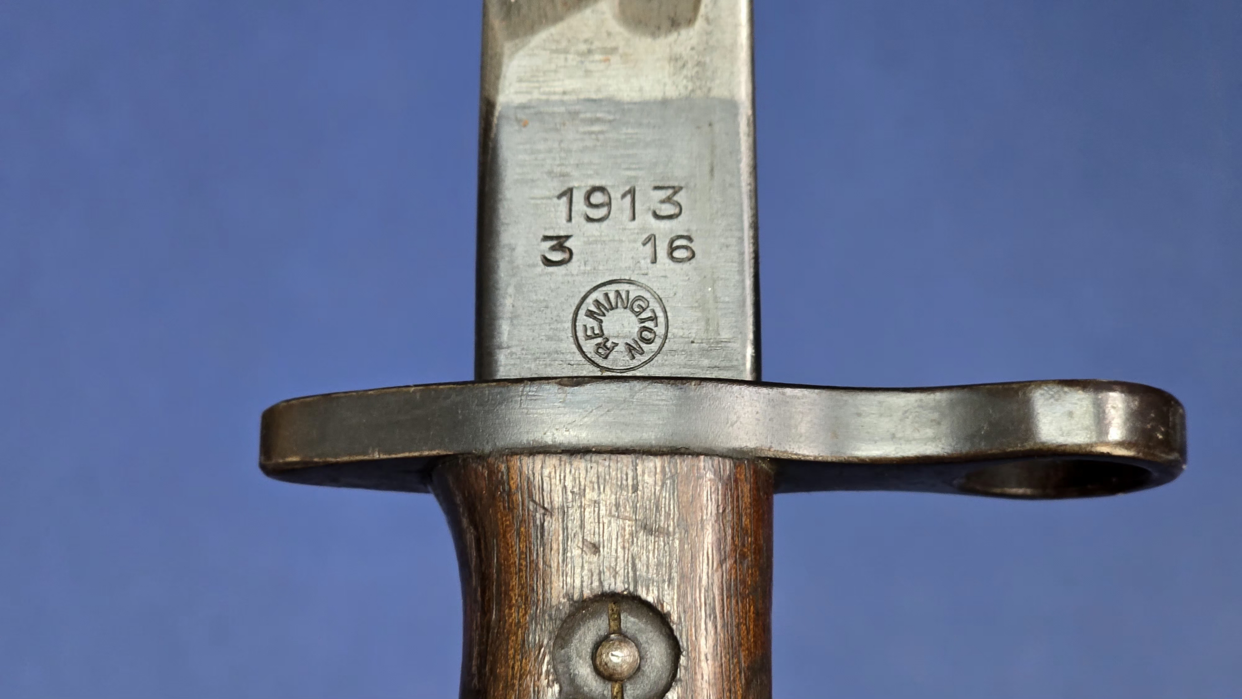 Remington Pattern 1913 Bayonet Dated March 1916 with Original Brown Leather Scabbard & Period Frog