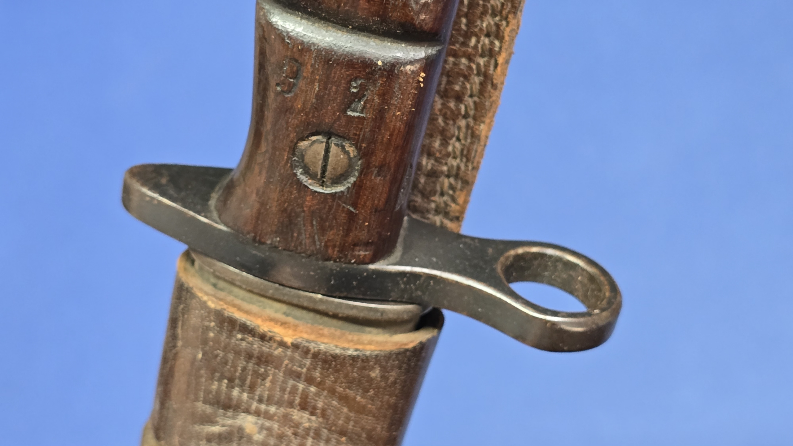 Remington Pattern 1913 Bayonet Dated March 1916 with Original Brown Leather Scabbard & Period Frog