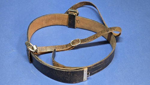 Original WWII German Leather Belt & Cross Strap Set – 1942