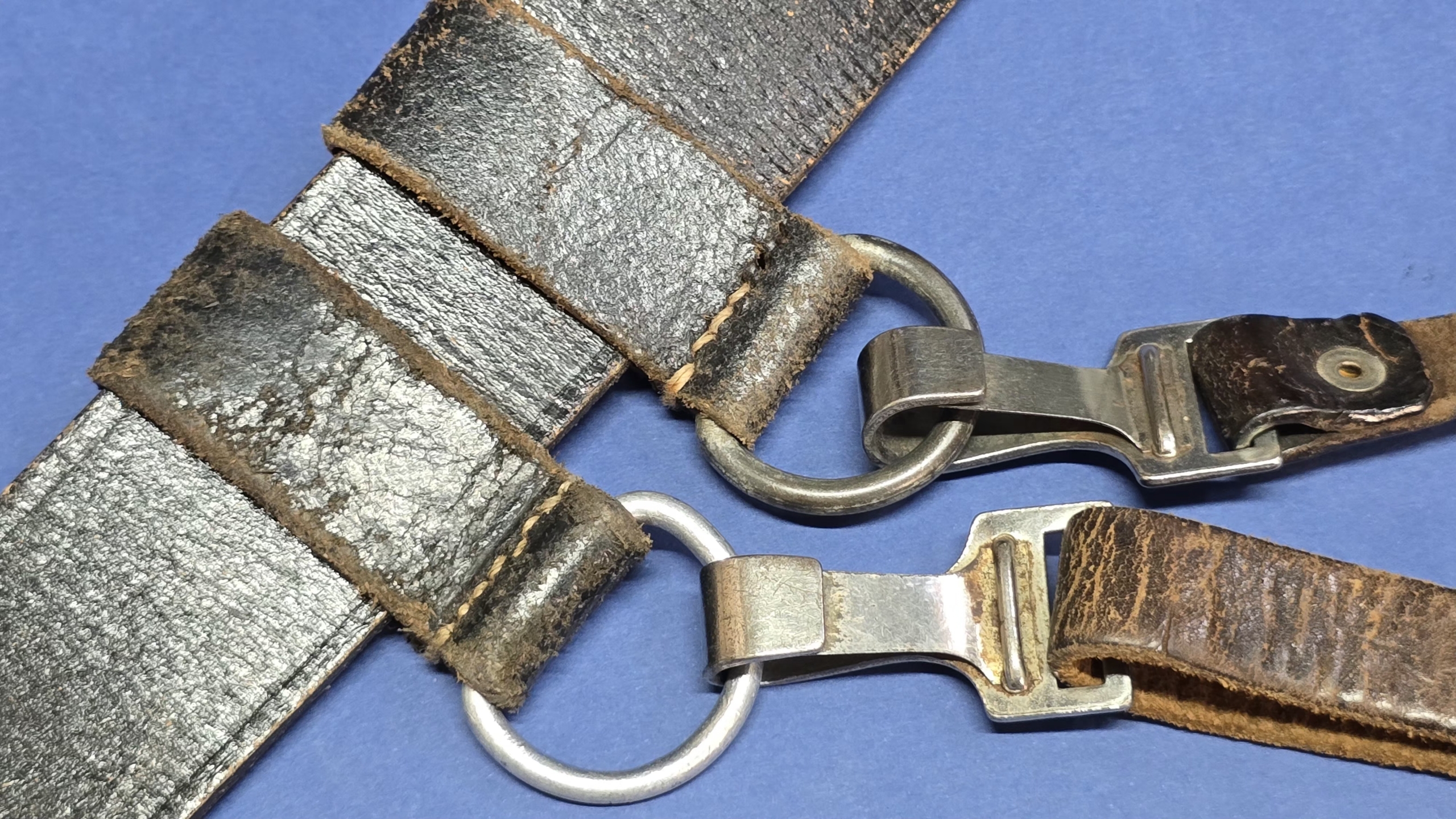 Original WWII German Leather Belt & Cross Strap Set – 1942