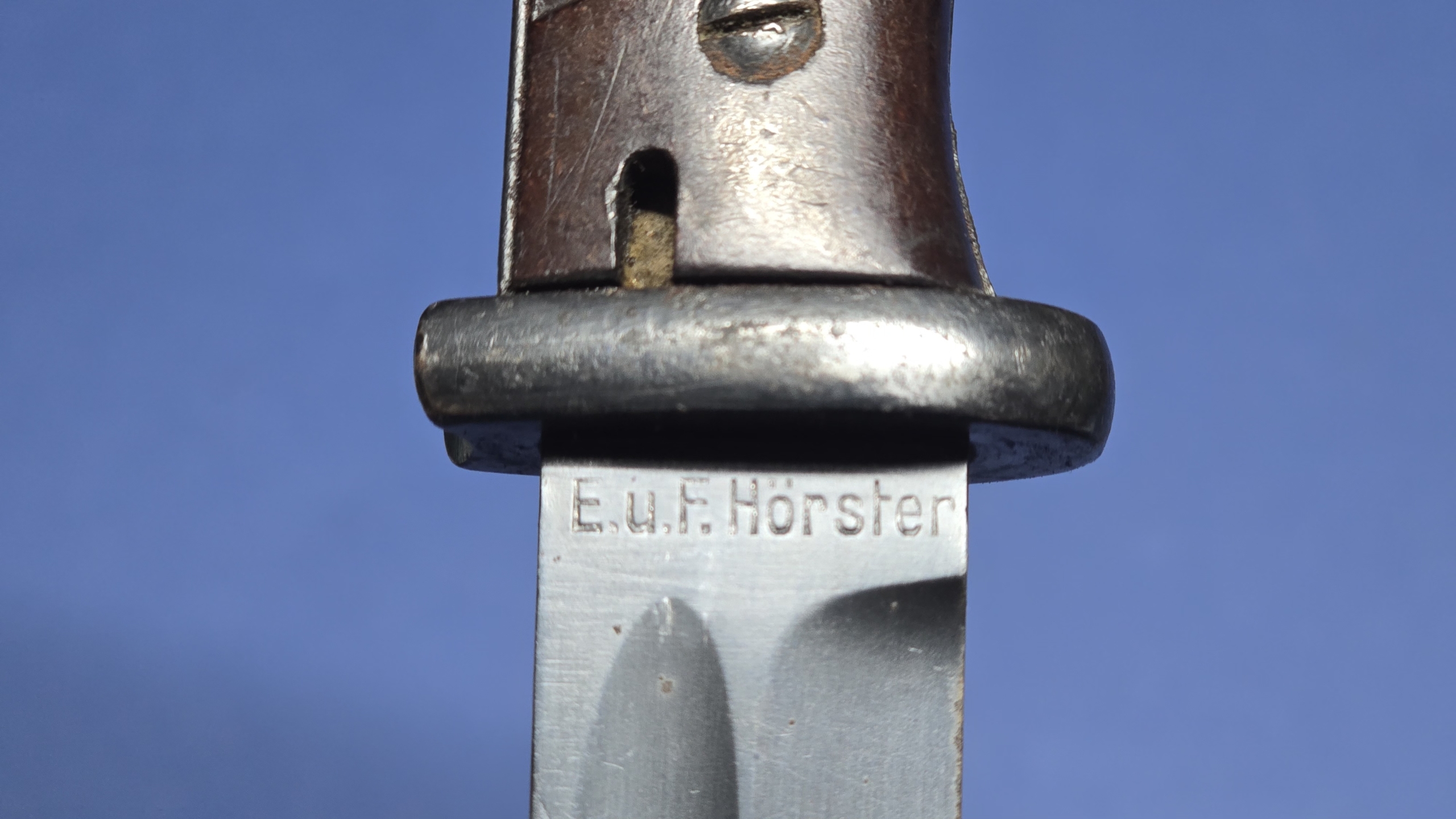 WW2 German K98 Bayonet - Near Mint Blade - E.u.F. Hörster 1939 - 1941 Dated Frog