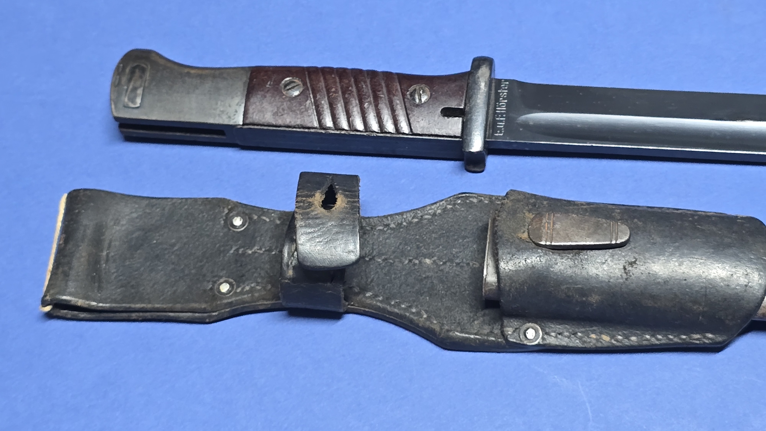 WW2 German K98 Bayonet - Near Mint Blade - E.u.F. Hörster 1939 - 1941 Dated Frog