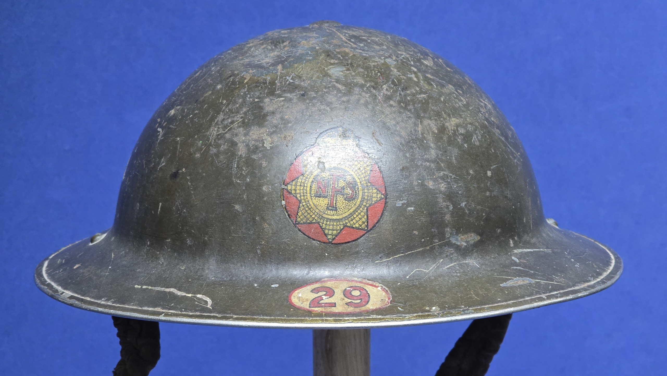 WW2 NFS Fire Force 29 Preston Helmet – Unique Period Interior Writing Board – 1939